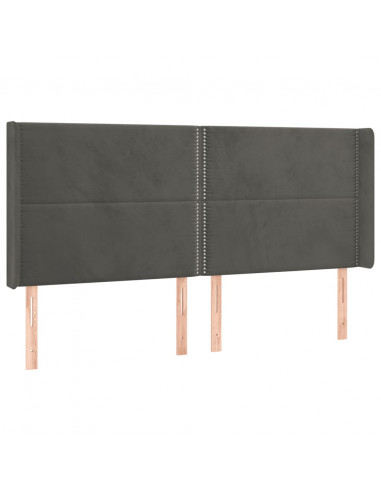Testiera a LED Grigio Scuro 203x16x118/128cm in Velluto