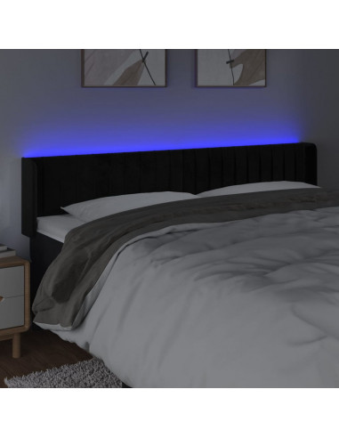 Testiera a LED Nera 183x16x78/88 cm in Velluto