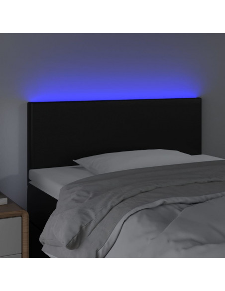 Testiera Nera a LED 80x5x78/88 cm in Similpelle