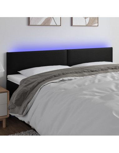 Testiera a LED Nera 200x5x78/88 cm in Similpelle