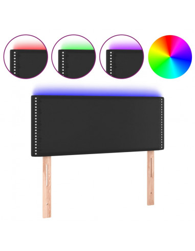 Testiera Nera a LED 80x5x78/88 cm in Similpelle