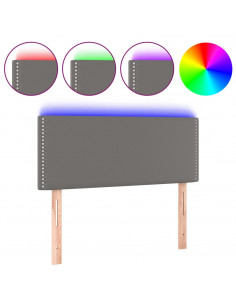 Testiera Grigio a LED 90x5x78/88 cm in Similpelle 2