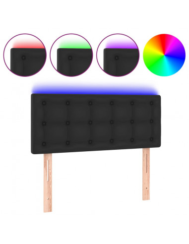 Testiera Nera a LED 80x5x78/88 cm in Similpelle