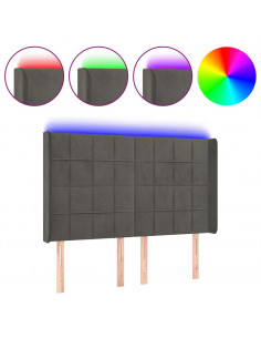 Testiera a LED Grigio Scuro 147x16x118/128cm in Velluto 2