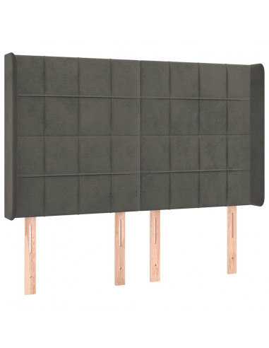 Testiera a LED Grigio Scuro 147x16x118/128cm in Velluto