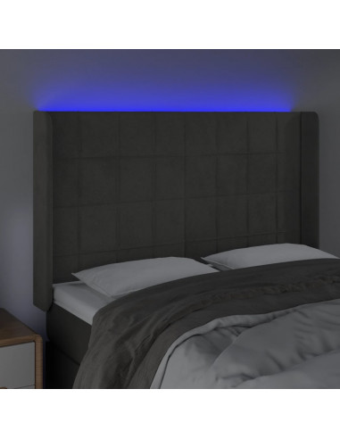 Testiera a LED Grigio Scuro 147x16x118/128cm in Velluto