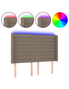 Testiera a LED Tortora 147x16x118/128 cm in Tessuto 2