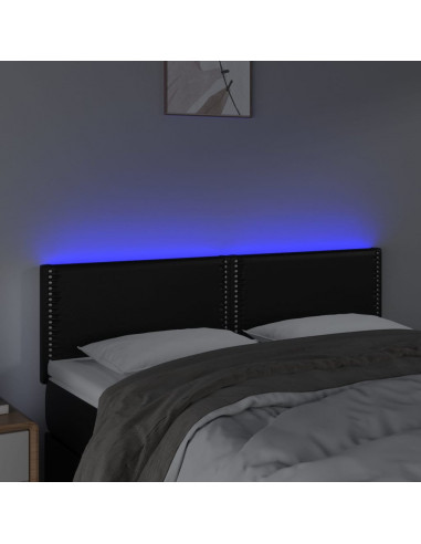 Testiera a LED Nera 144x5x78/88 cm in Similpelle