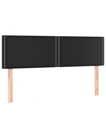 Testiera a LED Nera 144x5x78/88 cm in Similpelle