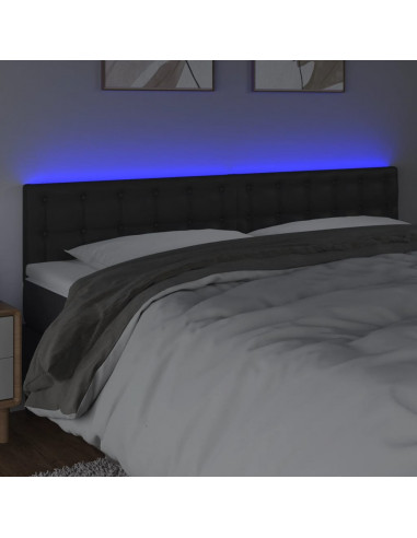 Testiera a LED Nera 160x5x78/88 cm in Similpelle