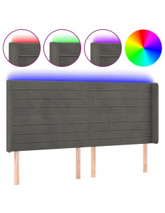 Testiera a LED Grigio Scuro 203x16x118/128cm in Velluto 2