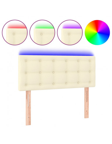 Testiera Crema a LED 100x5x78/88 cm in Similpelle