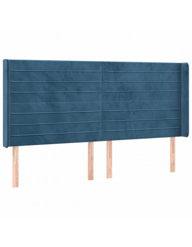 Testiera a LED Blu Scuro 203x16x118/128 cm in Velluto