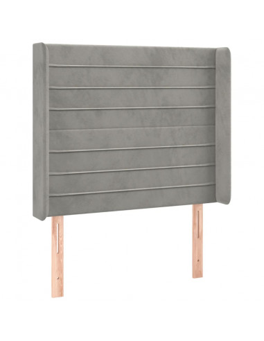 Testiera a LED Grigio Chiaro 103x16x118/128 cm in Velluto