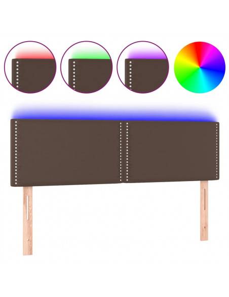 Testiera Marrone a LED 144x5x78/88 cm in Similpelle