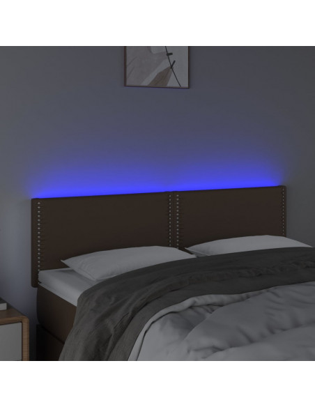 Testiera Marrone a LED 144x5x78/88 cm in Similpelle