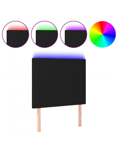 Testiera a LED Nera 80x5x118/128 cm in Tessuto