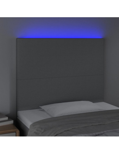 Testiera a LED Grigio Chiaro 100x5x118/128 cm in Tessuto