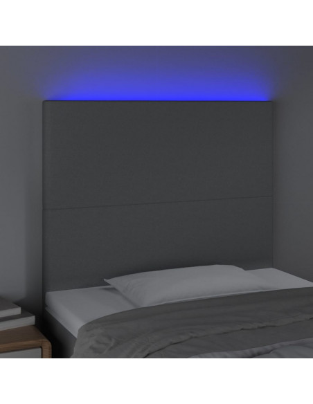Testiera a LED Grigio Chiaro 100x5x118/128 cm in Tessuto