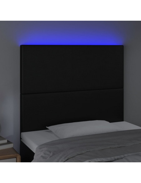 Testiera a LED Nera 80x5x118/128 cm in Similpelle