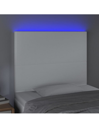 Testiera a LED Bianco 90x5x118/128 cm in Similpelle