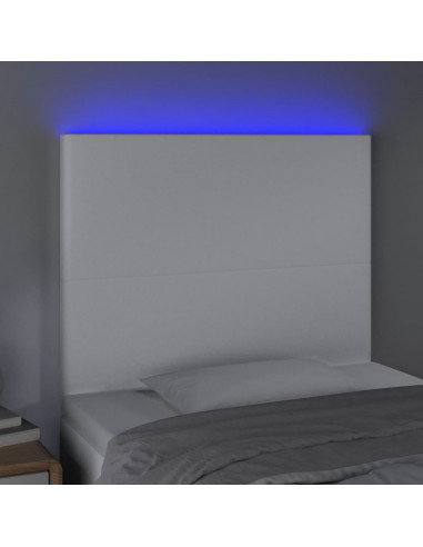 Testiera a LED Bianco 100x5x118/128 cm in Similpelle