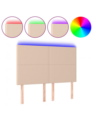 Testiera a LED cappuccino 144x5x118/128 cm in Similpelle