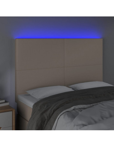 Testiera a LED cappuccino 144x5x118/128 cm in Similpelle