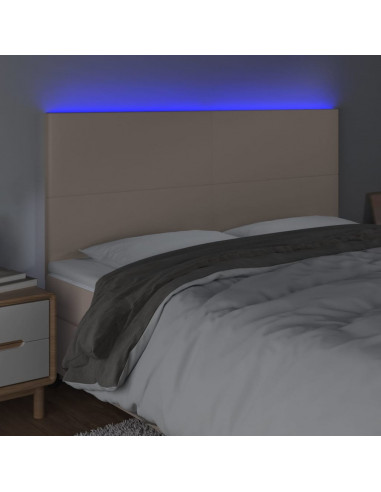 Testiera a LED Cappuccino 200x5x118/128 cm in Similpelle