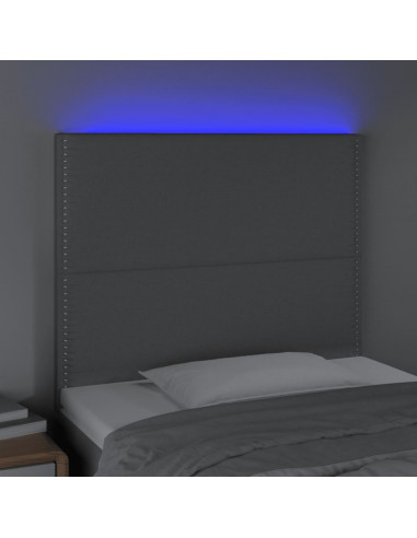 Testiera a LED Grigio Chiaro 100x5x118/128 cm in Tessuto