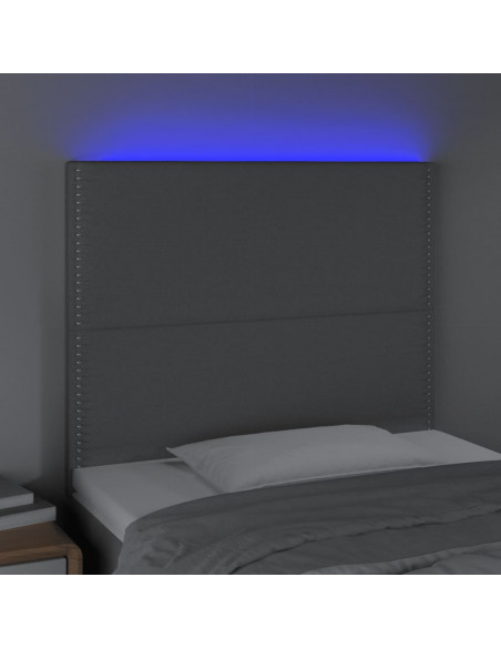 Testiera a LED Grigio Chiaro 100x5x118/128 cm in Tessuto