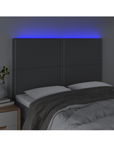 Testiera a LED GrigioScuro 144x5x118/128cm inTessuto