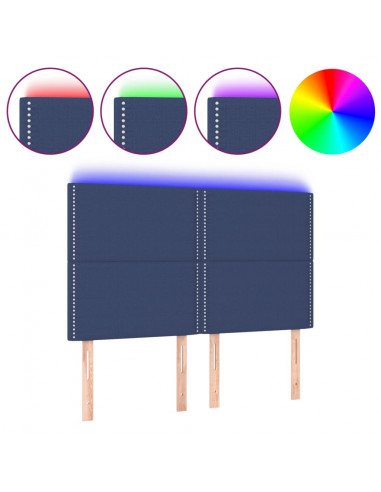 Testiera a LED Blu 144x5x118/128 cm in Tessuto