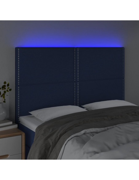 Testiera a LED Blu 144x5x118/128 cm in Tessuto