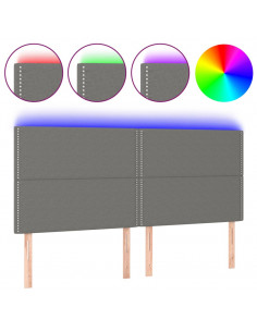 Testiera a LED GrigioScuro 160x5x118/128cm inTessuto 2