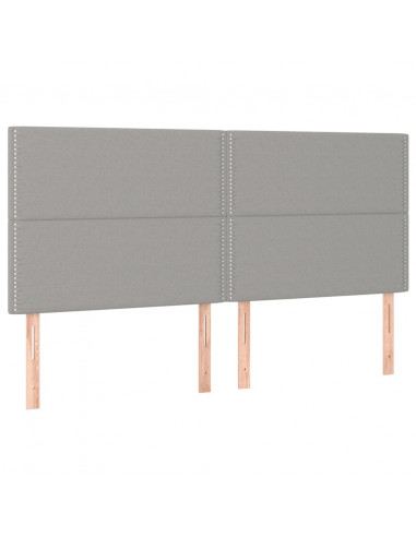 Testiera a LED Grigio Chiaro 200x5x118/128 cm in Tessuto