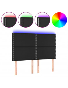 Testiera a LED Nera 144x5x118/128 cm in Similpelle 2