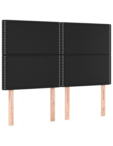 Testiera a LED Nera 144x5x118/128 cm in Similpelle