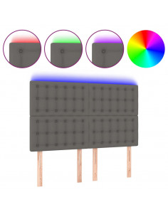 Testiera a LED Grigio 144x5x118/128 cm in Similpelle 2