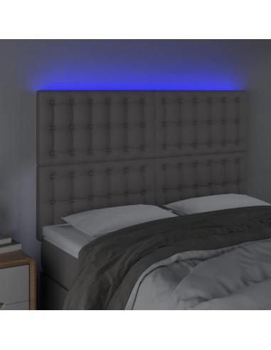 Testiera a LED Grigio 144x5x118/128 cm in Similpelle