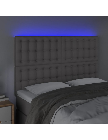 Testiera a LED Grigio 144x5x118/128 cm in Similpelle