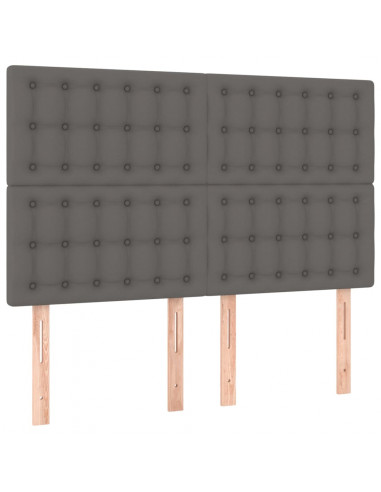 Testiera a LED Grigio 144x5x118/128 cm in Similpelle