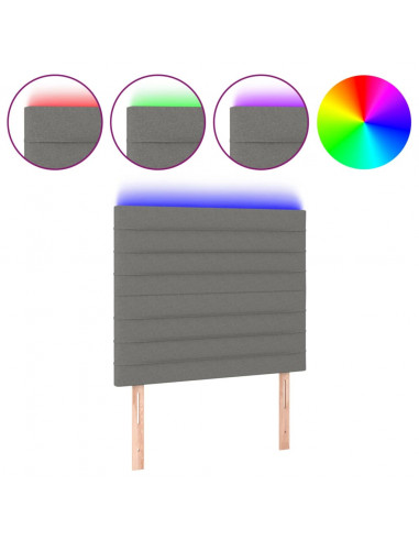 Testiera a LED Grigio Scuro 80x5x118/128 cm in Tessuto