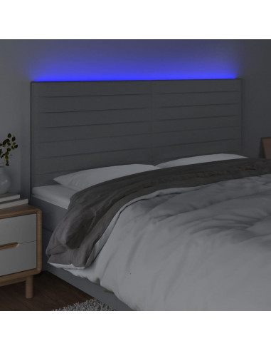 Testiera a LED Grigio Chiaro 200x5x118/128 cm in Tessuto