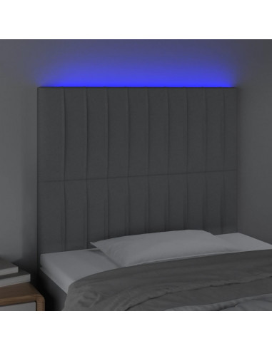 Testiera a LED Grigio Chiaro 100x5x118/128 cm in Tessuto