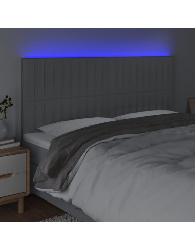 Testiera a LED Grigio Chiaro 200x5x118/128 cm in Tessuto