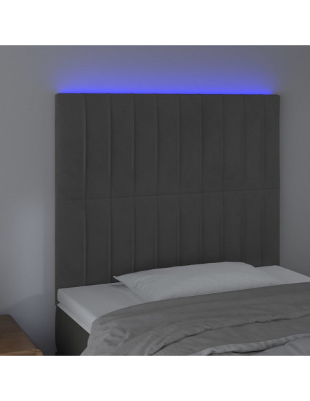Testiera a LED GrigioScuro 100x5x118/128cm in Velluto