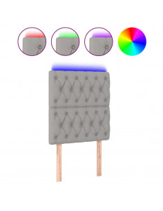 Testiera a LED Grigio Chiaro 80x7x118/128 cm in Tessuto 2