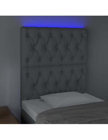 Testiera a LED Grigio Chiaro 80x7x118/128 cm in Tessuto