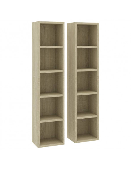 Mobili Porta CD 2pz Rovere Sonoma 21x16x93,5 Legno Multistrato